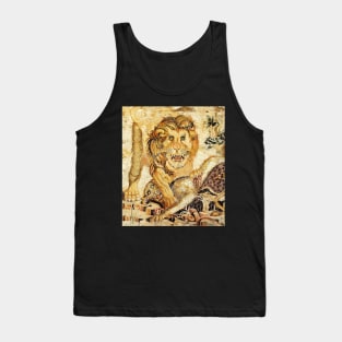 LION ATTACKING LEOPARD Pompeii Antique Roman Mosaics Tank Top